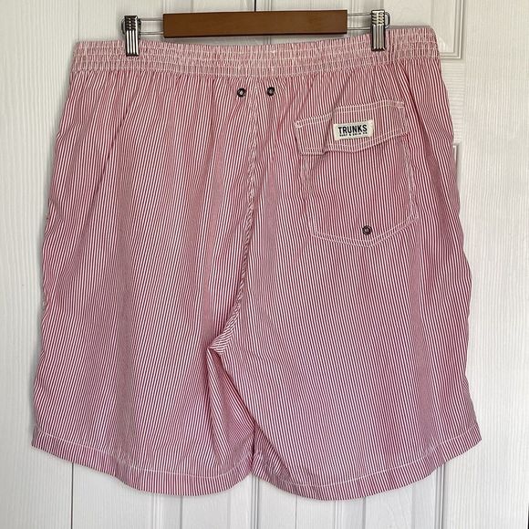 Trunks Surf Swim Co Mens XXL Red White Striped Seersucker Swim Board Shorts - Picture 2 of 16